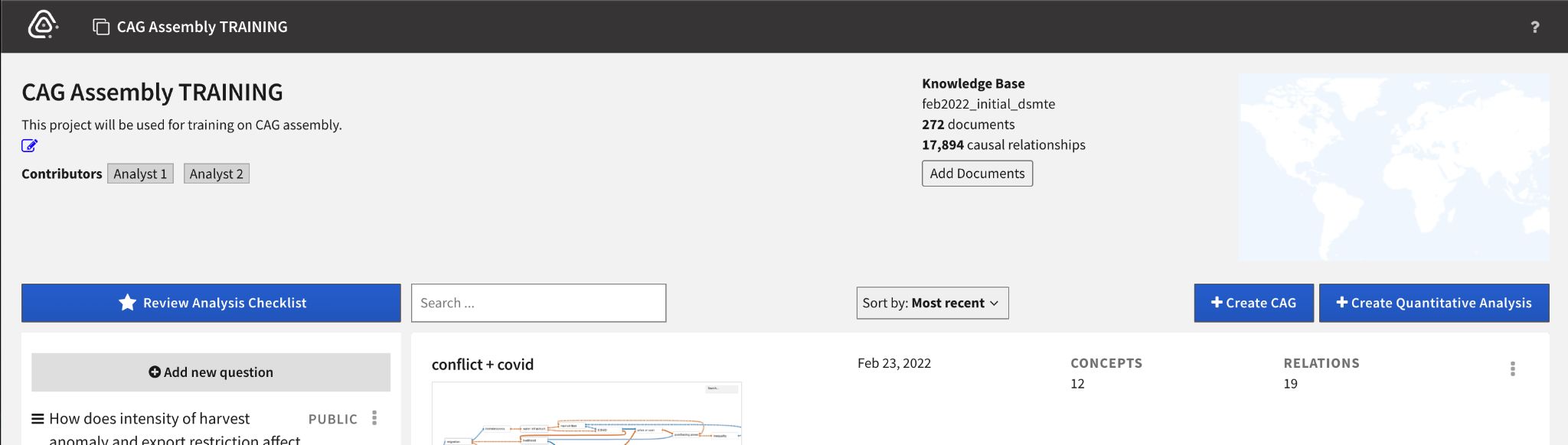 Knowledge Base metadata on the Project page